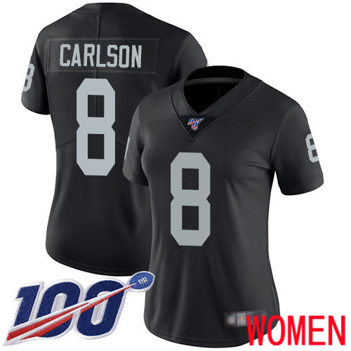 Oakland Raiders Limited Black Women Daniel Carlson Home Jersey NFL Football #8 100th Season Vapor Jersey->nfl t-shirts->Sports Accessory